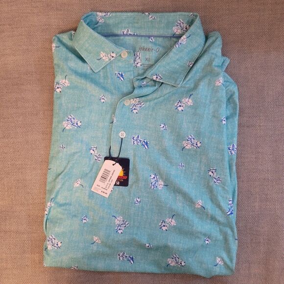NWT johnnie-O JENKINS Prep-Formance Printed Jersey Golf Polo CAY Green Xl $98 - Picture 1 of 5